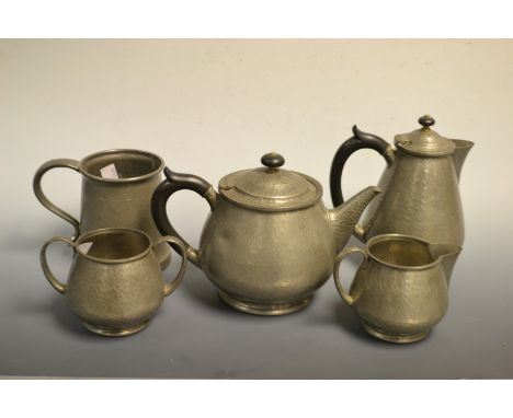 A Tudric Pewter tea service no. 0993; a tankard 5032 (2)