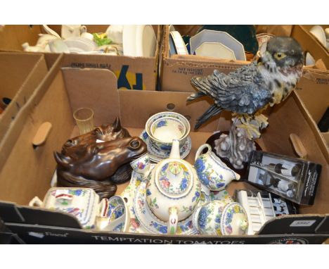 Ceramics - Masons part tea service; eagle model; horse heads; novelty picks; butter knives; etc.