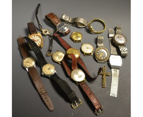 A military style wristwatch by Ingesso; a Technos watch; others, Timex, Seconda, Digital, Rexor; etc 