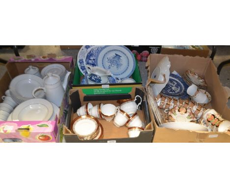 Ceramics- Roslyn china tea service; blue and white includinfg Spode; Duchess tea service; a plain white dinner and coffee ser