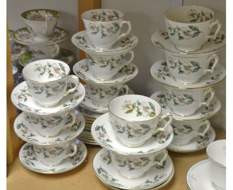 A Crown Staffordshire Christmas Rose decorated tea and coffee service, printed marks