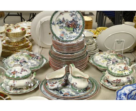 A T.G.Green Manila dinner service, vegetable dishes and covers, sauce boat and ladle, various plates, serving plates  