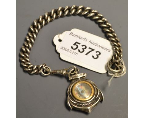 A silver Albert with anchor and compass fob