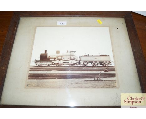 A pencil signed vintage photograph dated 1899 of the locomotive "Mortimer"