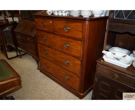 A Victorian mahogany chest of two short and three long drawers 