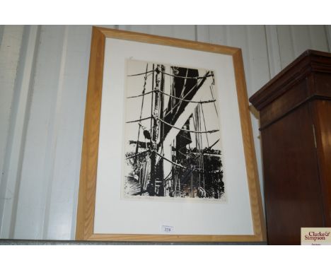 Melania Strank 1976, "Barges at Snape Malting" pencil signed print 20/30
