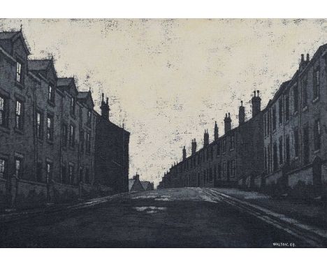 Stuart Walton (British 1933-) Leeds street scene with terraced houses Signed and dated '69, oil on canvas laid on board.54cm 