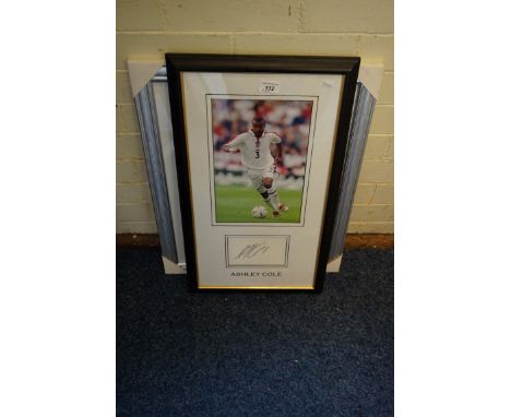 An Ashley Cole montage depicting a photograph and autograph panel together with a George Best montage depicting a print of hi
