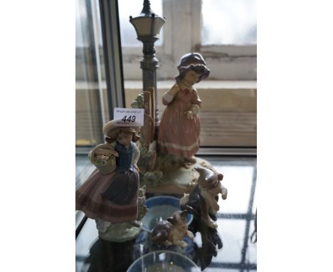 A mixed lot of assorted Lladro to include a large figure of a girl beside a street lamp, girl holding a basket of flowers and