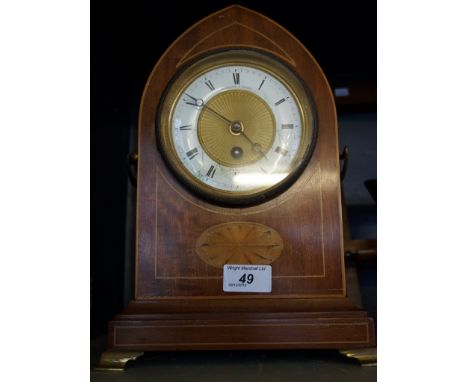A Hamilton & Inches of Edinburgh Edwardian inlaid mahogany lancet top mantel clock.