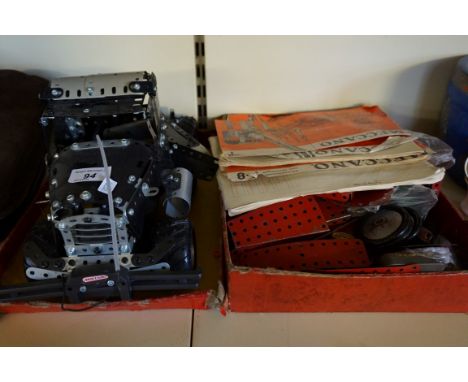 A Vintage boxed set of Meccano items with instruction manuals, also a later Meccano truck.