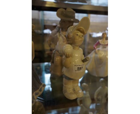 Two Lladro figurines to include a Sheriff and a tennis player.