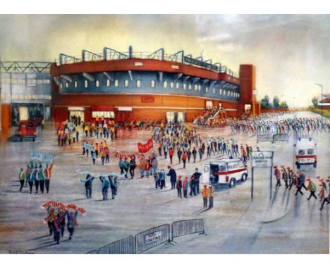 Bernard McMullen, pencil signed limited edition print of Old Trafford.
