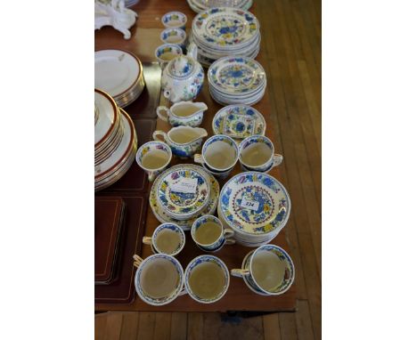 A Masons Ironstone Regency pattern tea and dinner service. CONDITION REPORT: there are 85 pieces in total 
teapot stained, fo