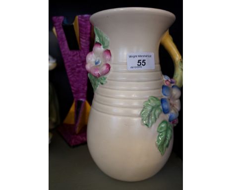 A Clarice Cliff My Garden pattern jug together with an Art Deco Etonia posy holder.