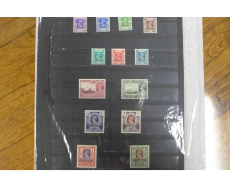 A Burma GVI 'service' overprint set of 10 Rupees, light mounted mint and mounted examples, clean and fresh 