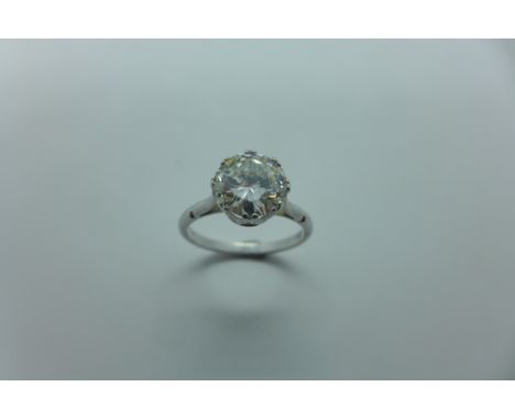 A very good diamond solitaire 18ct white gold ring, the brilliant cut diamond 1.95cts, measuring 8.4mm x 4.55mm, accessed col
