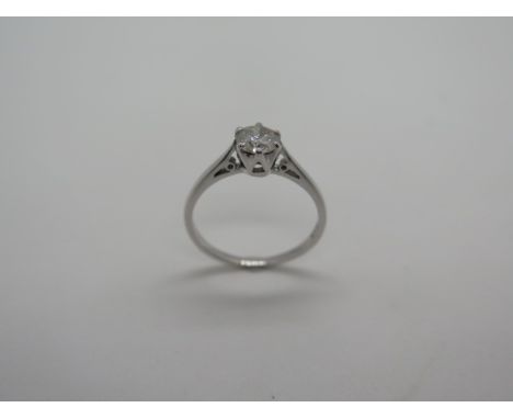 An 18ct white gold diamond solitaire ring, approx 0.57ct, ring size K, approx 1.5 grams, in good condition 