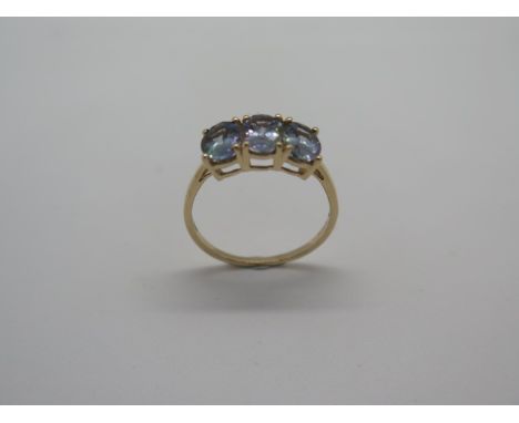 A 9ct hallmarked yellow gold, tanzanite set ring, size N, approx 1.9 grams, in good condition 