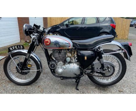 A 1960 BSA Goldstar 500cc motorcycleRegistration No. RFE 13Frame No. CB329748Engine No. DBD34GS5703In black and silver.Odomet