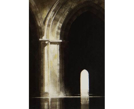 NAOMI TYDEMAN watercolour - architectural view of part of St David's Cathedral, signed, 33 x 22.5cms Provenance: private coll