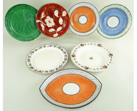 SEVEN VARIOUS EARLY 19TH CENTURY SWANSEA POTTERY PART-SETS comprising (1) Wedgwood-style creamware plate with enamelled grape