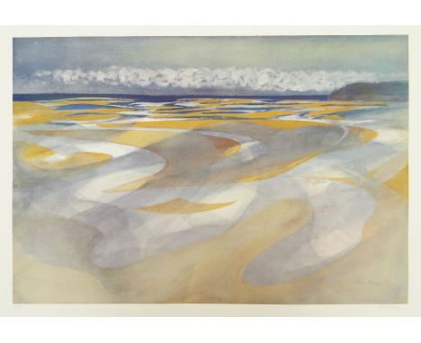 JOHN ELWYN limited edition (206/300) lithograph - Laugharne Estuary from Dylan Thomas' Boathouse, signed, 42 x 60cms (unframe