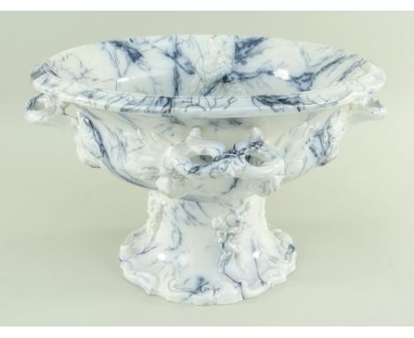 A VERY RARE &amp; HISTORIC YNYSMEUDWY POTTERY BAPTISM BASIN circa 1850, relief moulded with entwined cherubs to the base over