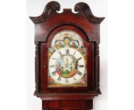 DOCUMENTARY MID-19TH CENTURY WELSH MAHOGANY LONGCASE CLOCK, by John Jones, Aberystwyth, c.1845, swan neck pediment, breakarch