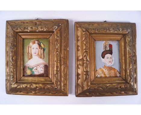 After Winterhalter, Portrait miniature of the Duchese d'Aumale, oil on panel, 9cm x 6cm, inscribed to verso J W Wicks, and a 