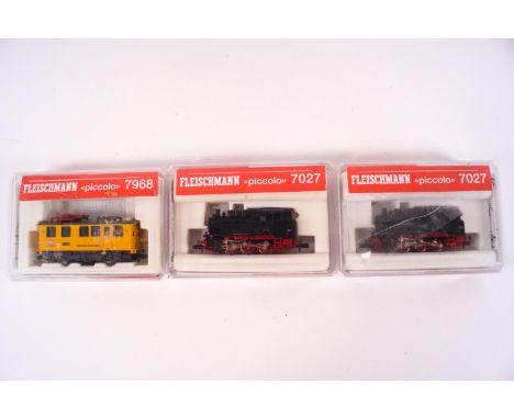 Three Fleischmann Piccolo model trains, 7027 (x 2) and 7968