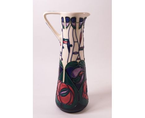 A Moorcroft Pottery slender jug in the Macintosh Rose pattern, painted and printed factory marks, 24cm high