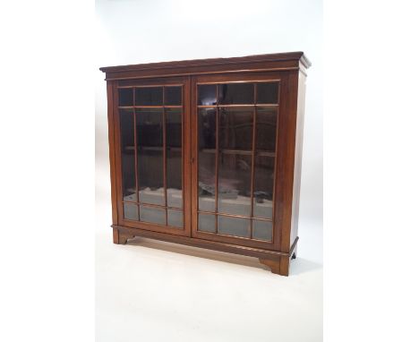 An Edwardian mahogany standing display cabinet, the glazed doors enclosing two adjustable shelves on bracket feet, 112cm high