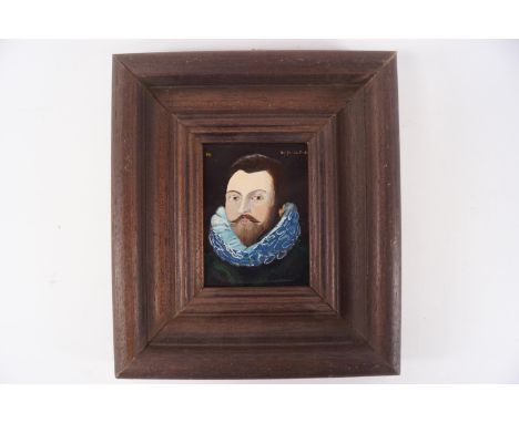 After M Gheeraedts, Portrait miniature of Sir Francis Drake, oil on panel, inscribed to verso J W Wicks, 8.3cm x 6cm