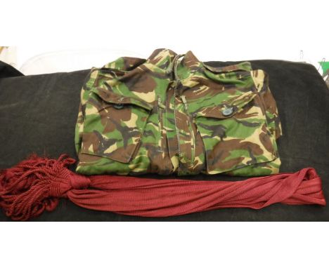 A Nato size 180/96 smock combat jacket, London Scottish Officers No. 1 sash and a Skean Dhu inscribed "2CSM JF Archdale from 