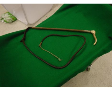 A ladies riding crop with antler handle, bearing "Zair" maker's button to handle, above a silver ferrule inscribed "Joy Verne