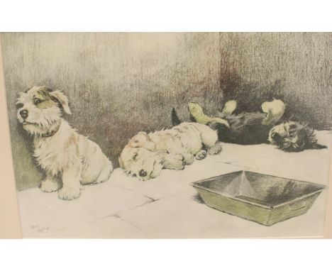 AFTER CECIL ALDIN "Handle with care (Two full One returned empty)", coloured print, together with three further prints AFTER 