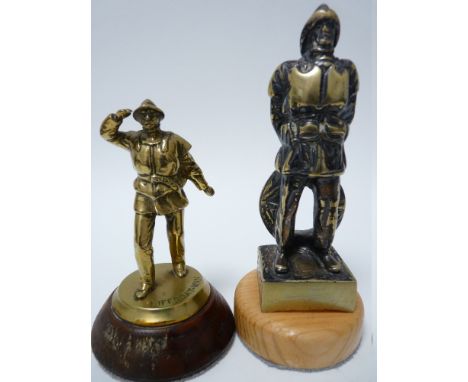 VINTAGE CAR MASCOT- LIFEBOAT MAN &amp; ONE OTHER the former marked DESMO, 9.5cms H, the other being an unattributed presentat