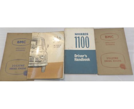 Two BMC handbooks, Morris 1100 & JU250 and two BMC diesel engine handbooks