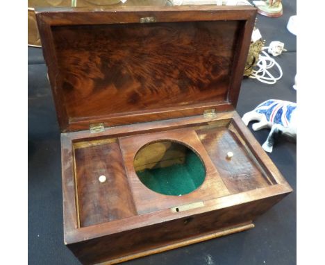 Wooden sarcophagus-shaped tea caddy