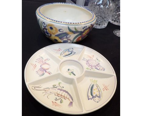 Poole Pottery large bowl and fish hors d'oeuvres dish