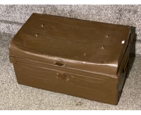 Vintage metal twin handled trunk