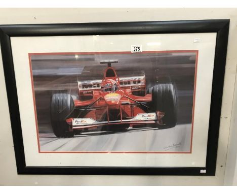 A framed and glazed print of Formula 1 racing car after Graham Losworth