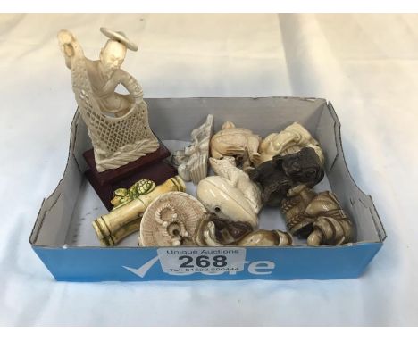 Interesting box of Netsuke etc.