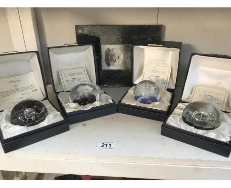4 boxed Ltd. Ed. Caithness paperweights and a catalogue