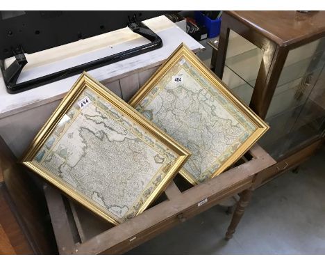 2 framed and glazed old maps 1 print Including France and map of Germany