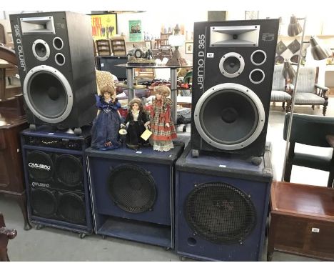 4 large speakers and base amplifier