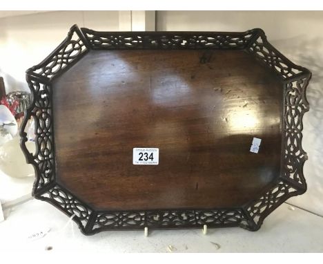 A Chippendale style letter tray A/F