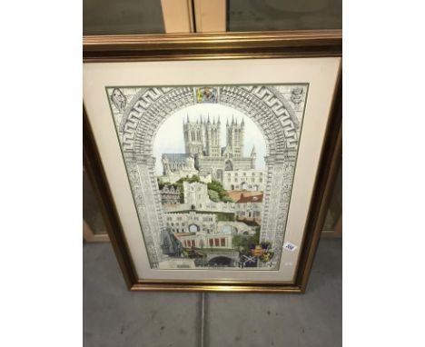 A signed print of Lincoln landmarks No. 1/50