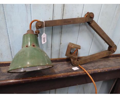 Workshop angle lamp with enamel shade